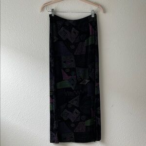 Elementz Black and Purple Geometric Maxi Skirt
